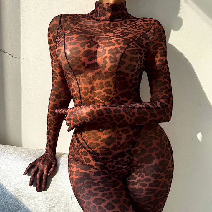 Sheer Leopard Mesh Catsuit