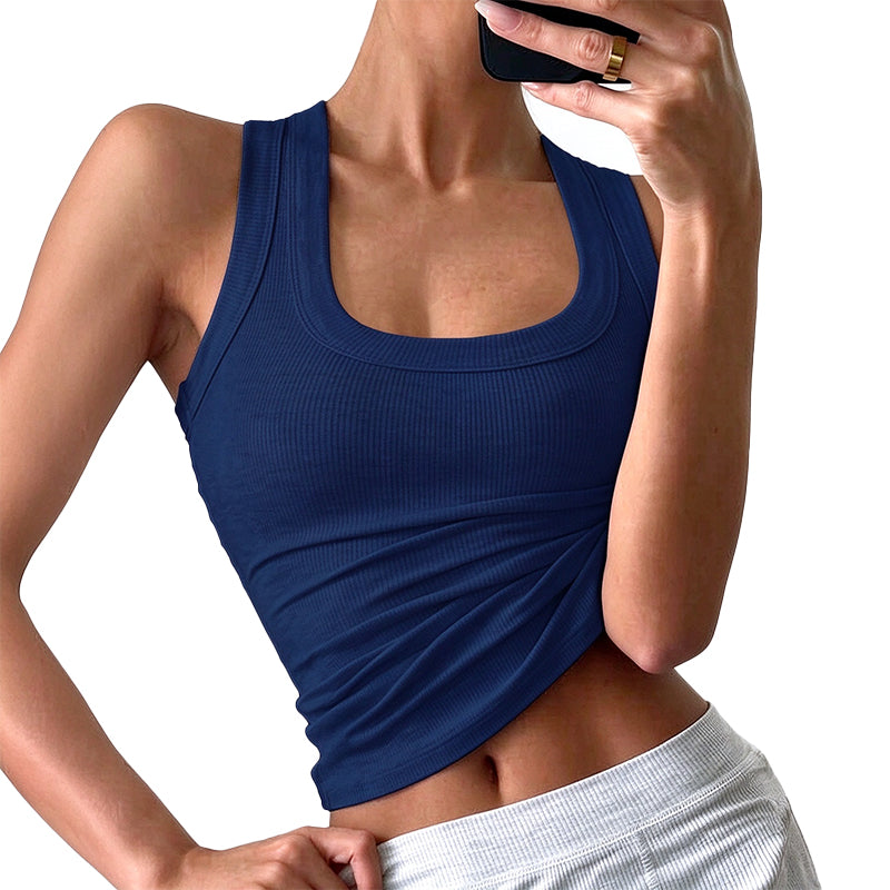 Ribbed Square Neck Tank Top