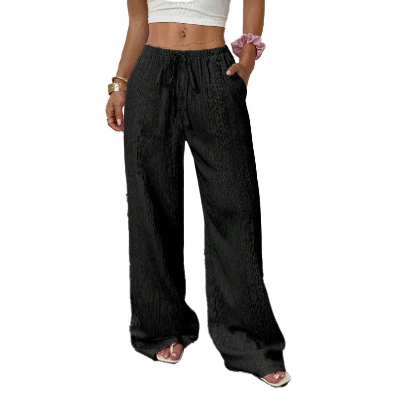 Relaxed Drawstring Wide Leg Pants