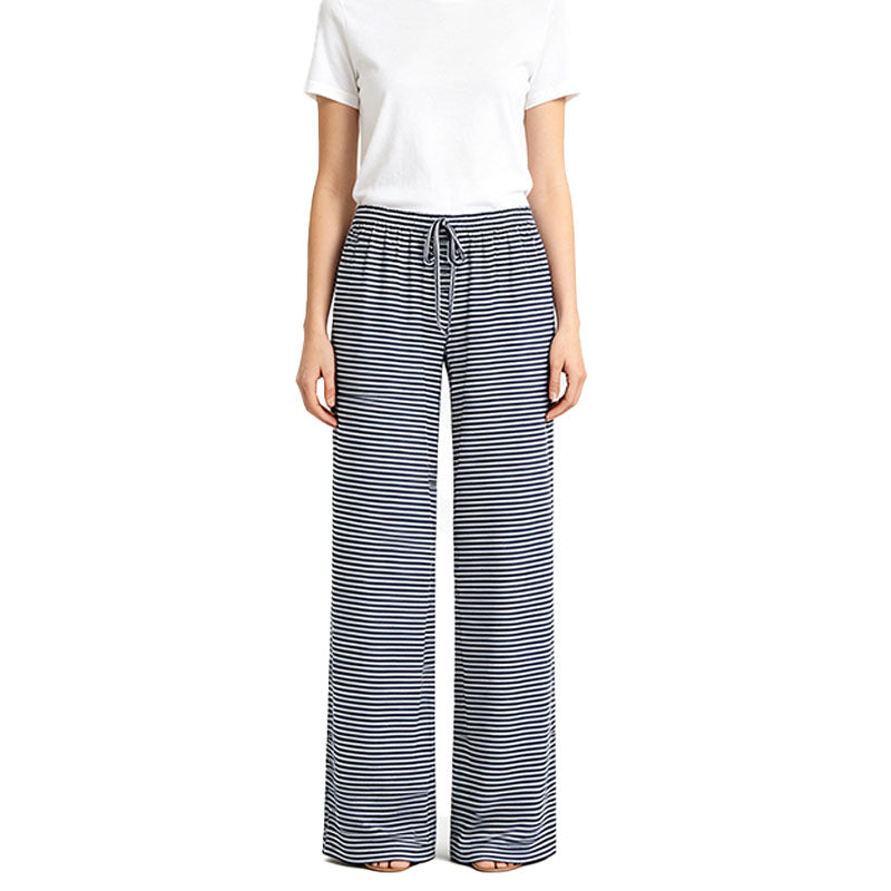 Striped Drawstring Wide Leg Pants