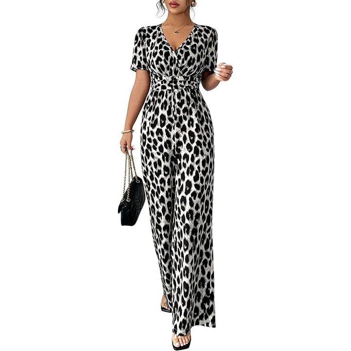 Leopard Print Wide Leg Jumpsuit