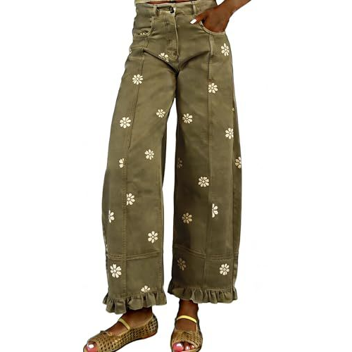 Floral Embroidered Wide Leg Pants