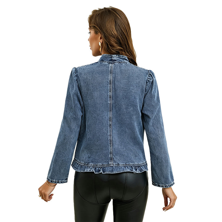 Ruffle Trim Denim Jacket