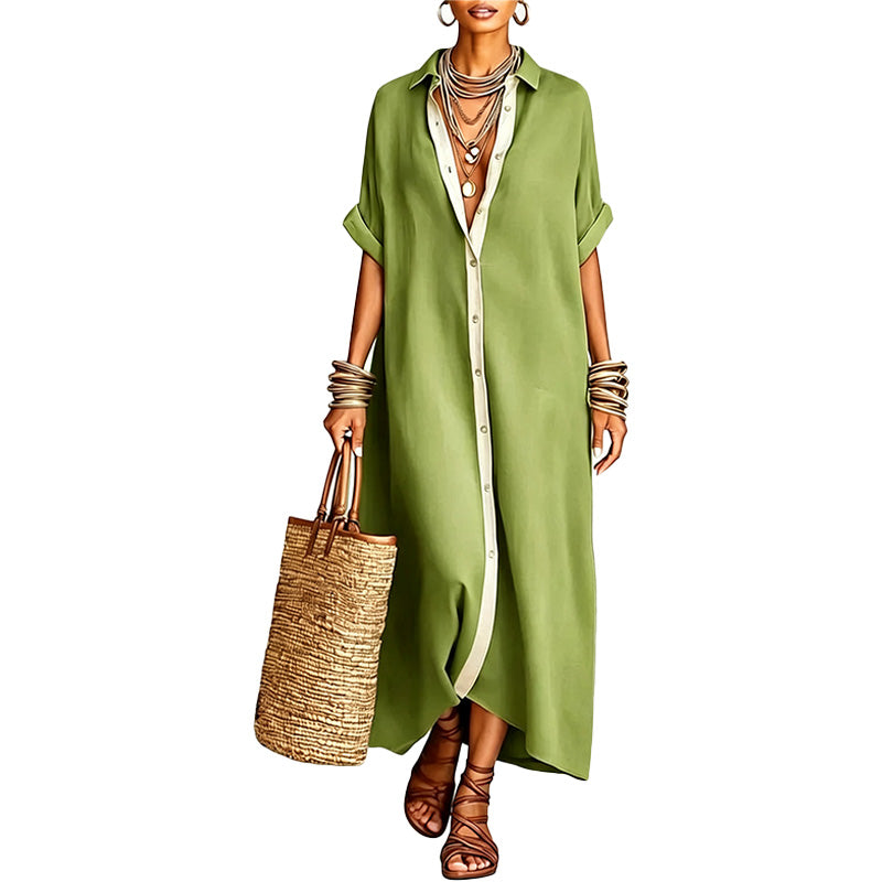 Relaxed Button Front Maxi Dress