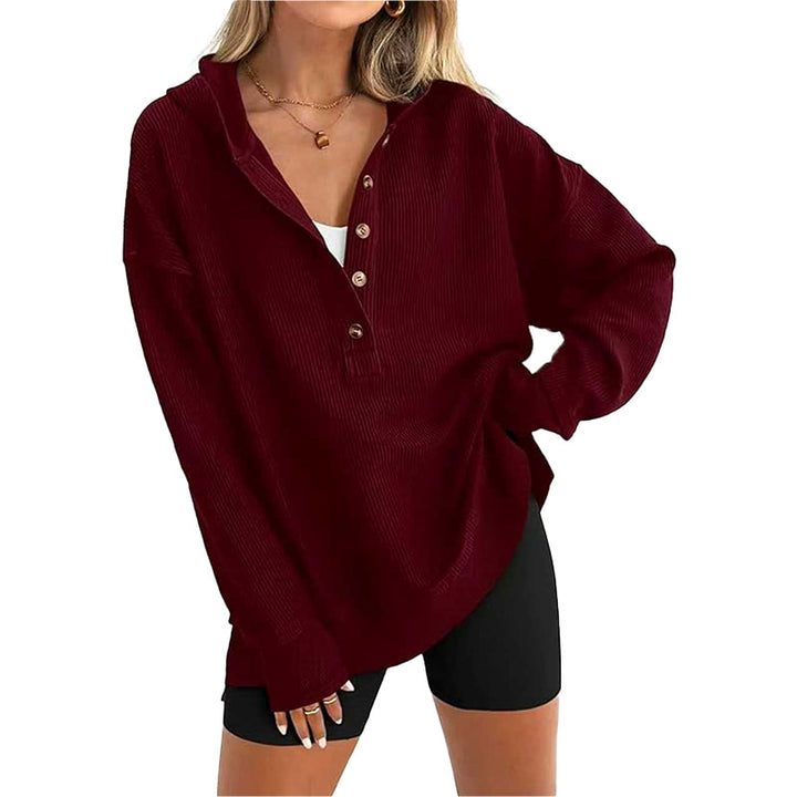 Relaxed Ribbed Hooded Pullover