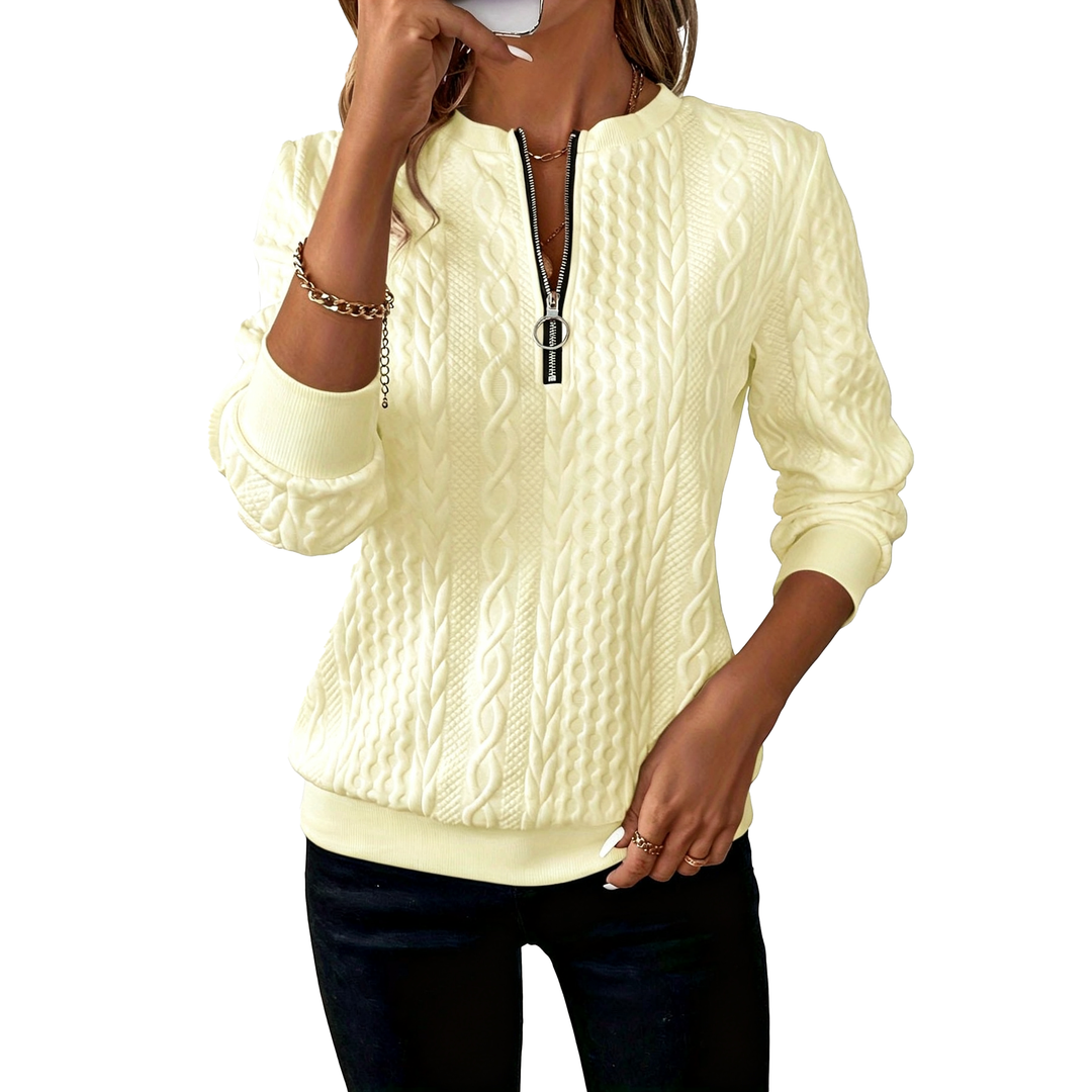 Cable Knit Zip Pullover