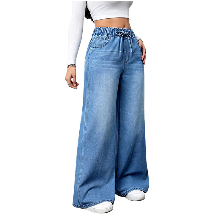 Drawstring Wide Leg Jeans