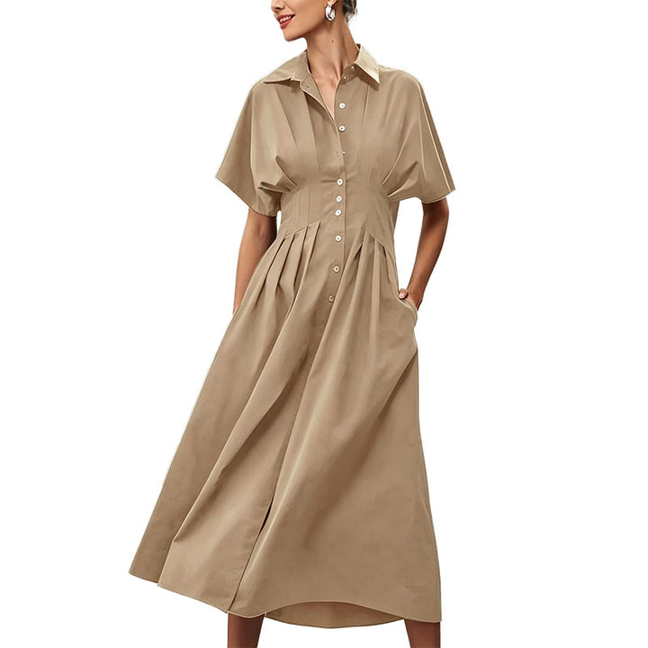 Button Front Midi Shirt Dress