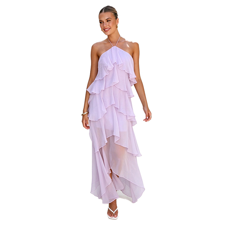 Layered Ruffle Halter Dress