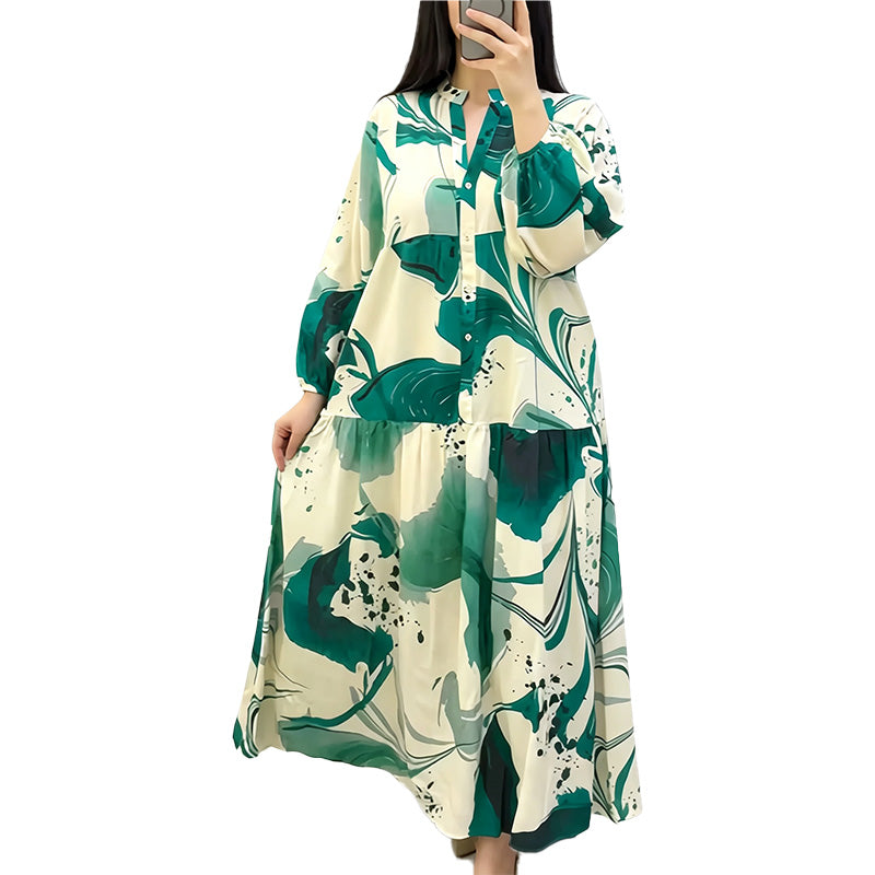 Abstract Print Tiered Maxi Dress
