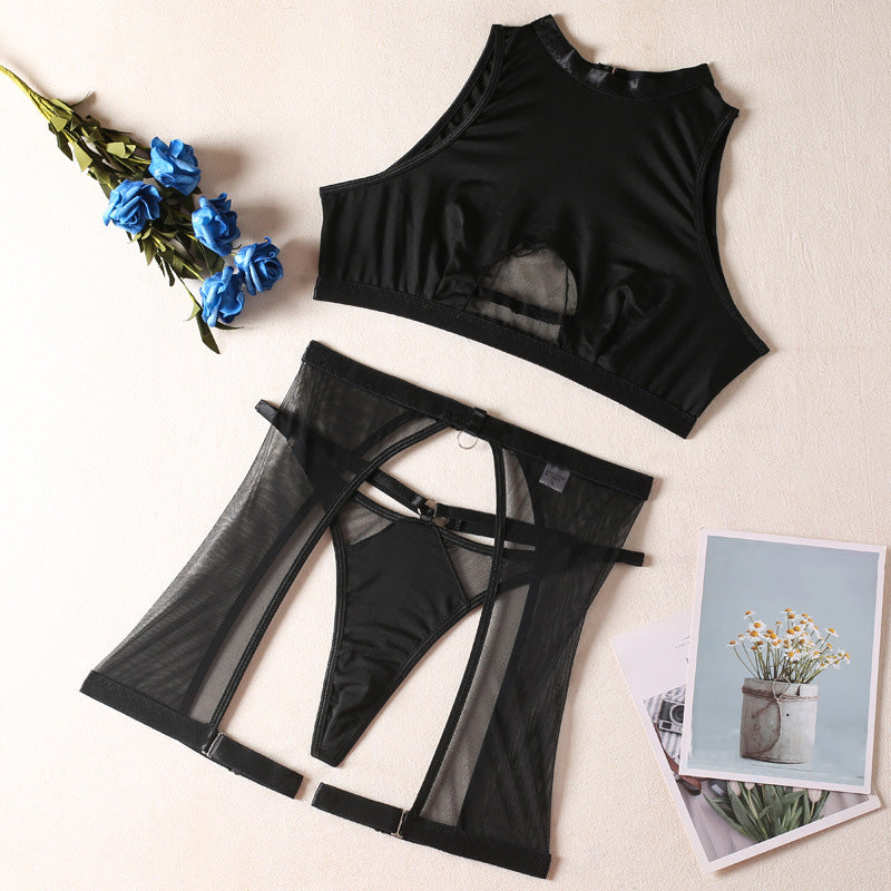 Sheer Mesh Cutout Lingerie Set