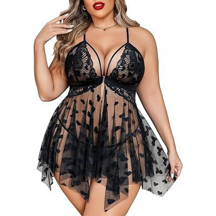 Heart Mesh Babydoll Lingerie