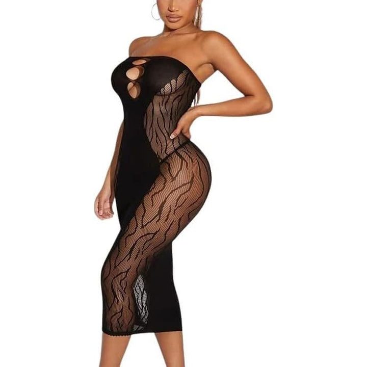 Sheer Cutout Mesh Midi Dress