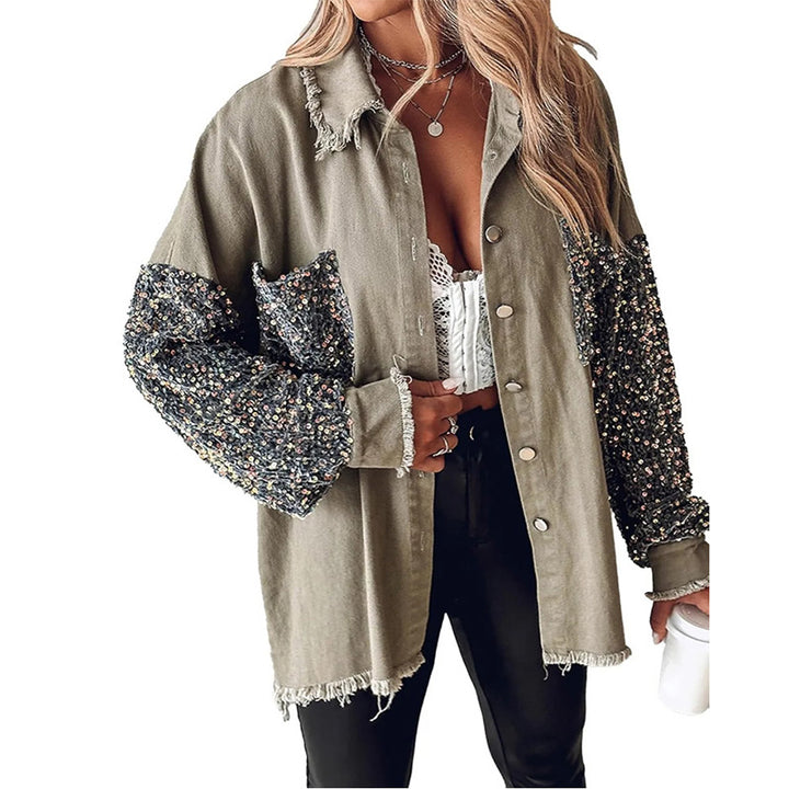 Sequin Sleeve Shirt Jacket