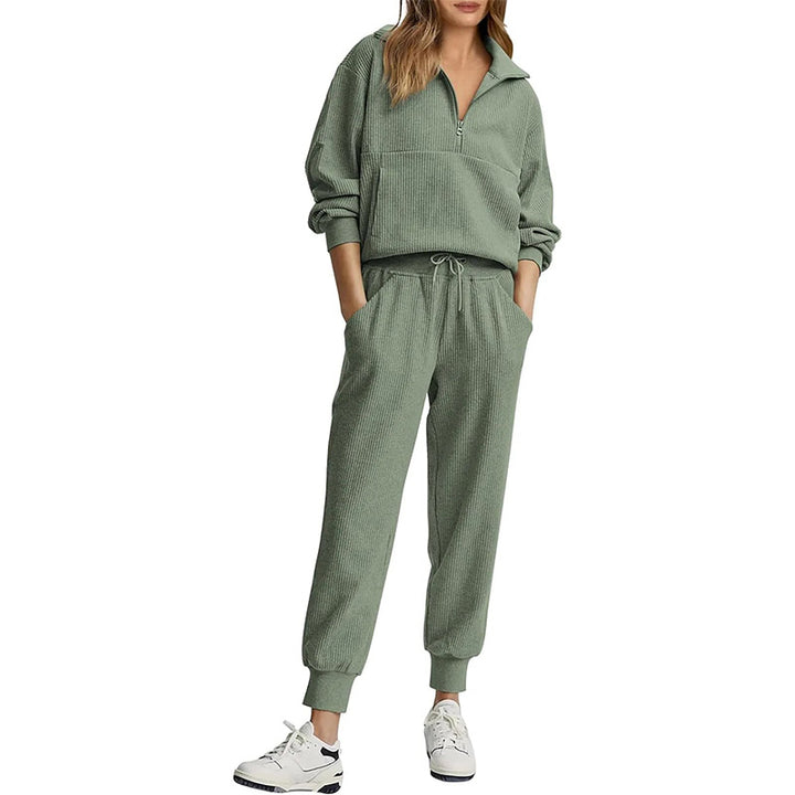 Ribbed Half-Zip Lounge Set