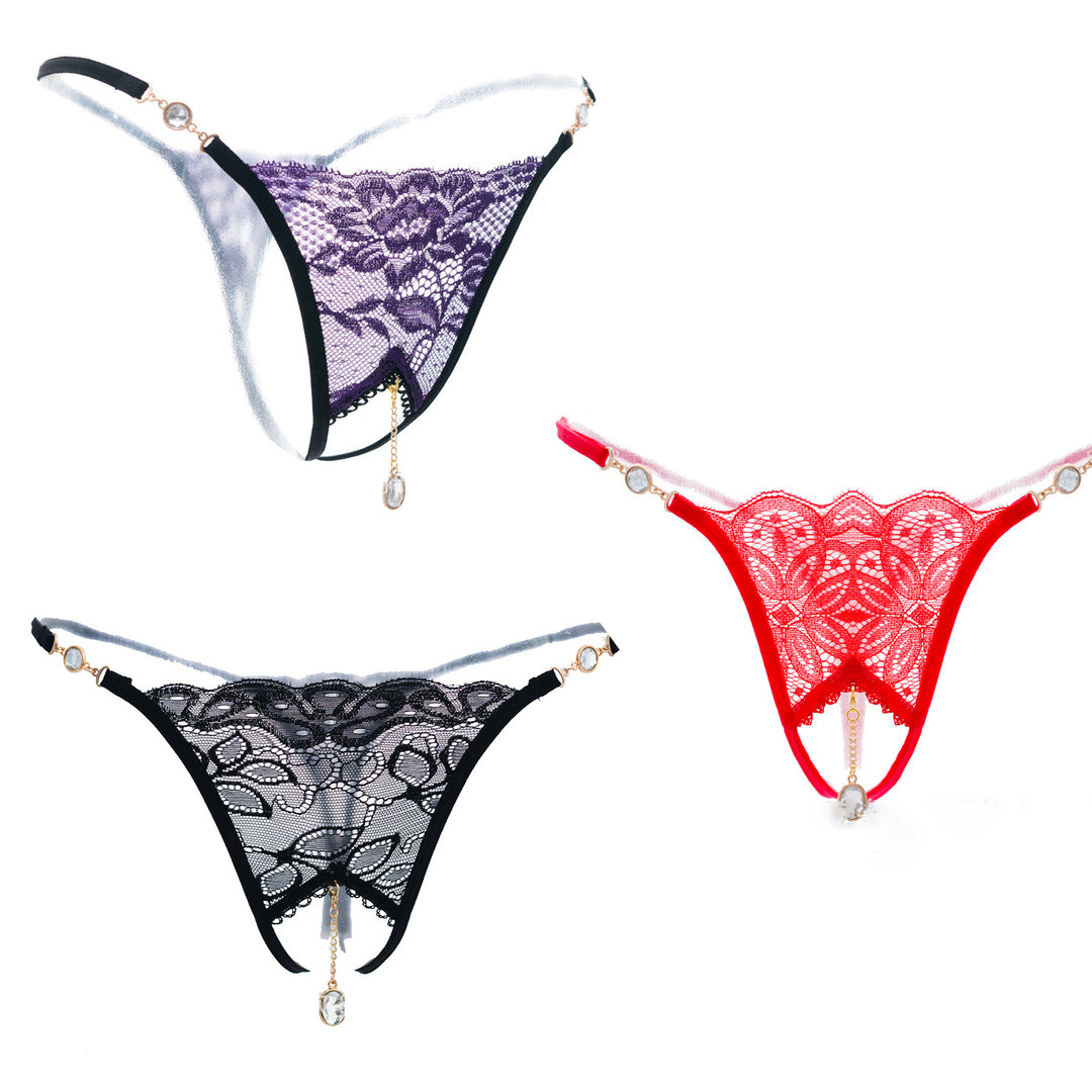 Embroidered Pendant Thong