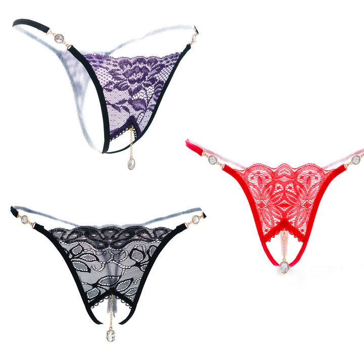 Embroidered Pendant Thong