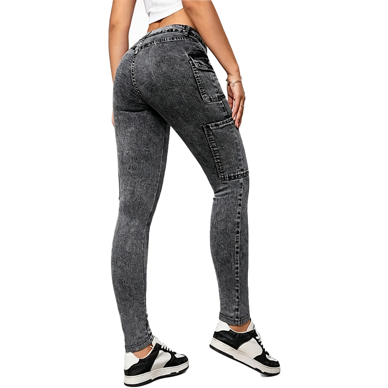 Denim Look Knit Cargo Pants