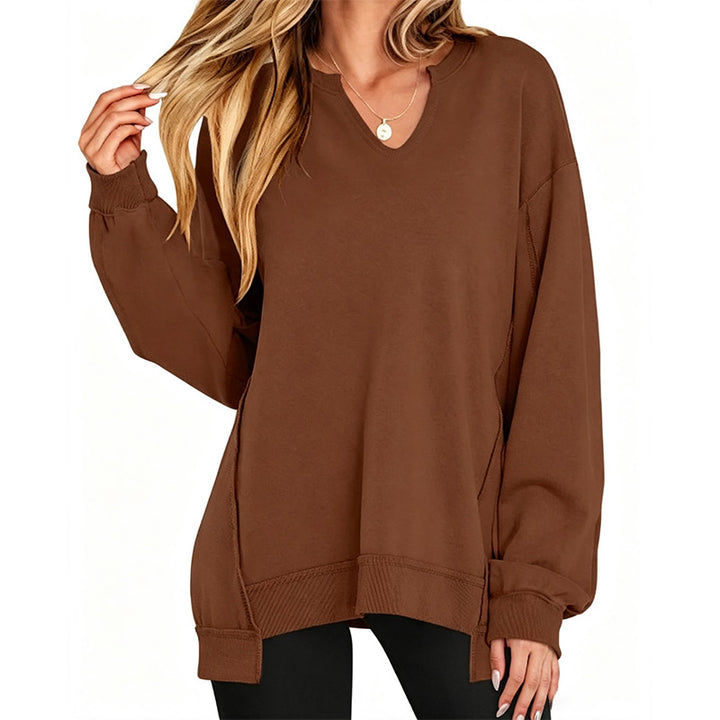 Relaxed V Neck Oversized Sweatshirt