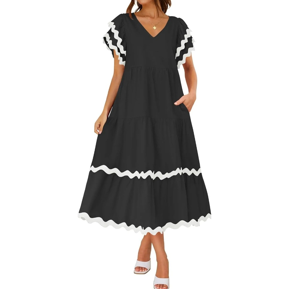 Ruffle Sleeve Boho Maxi Dress