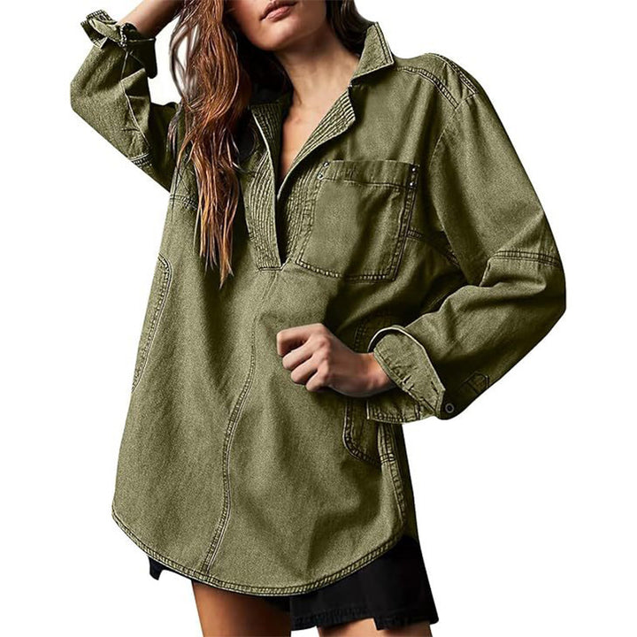 Relaxed Denim Pullover Shirt