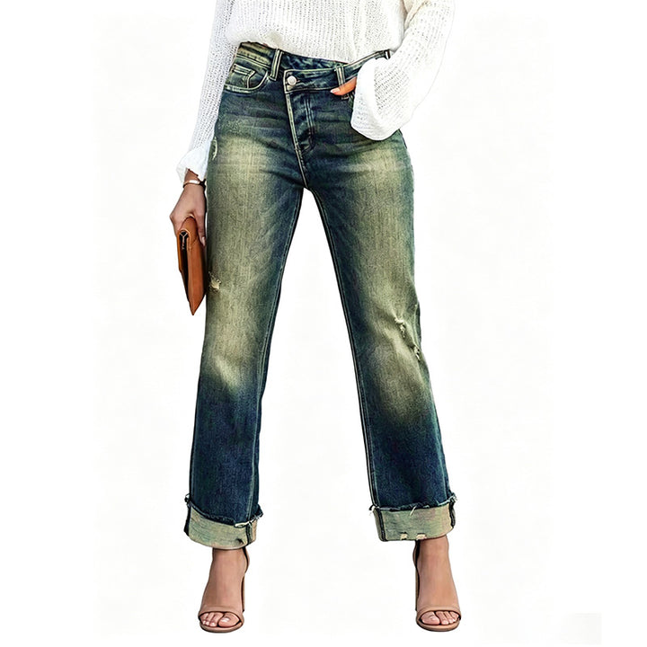 Cuffed Straight Leg Jeans