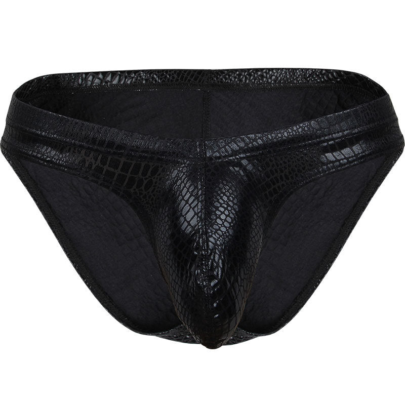 Men's faux leather crocodile-patterned briefs