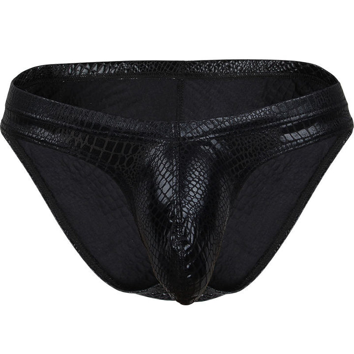 Men's faux leather crocodile-patterned briefs