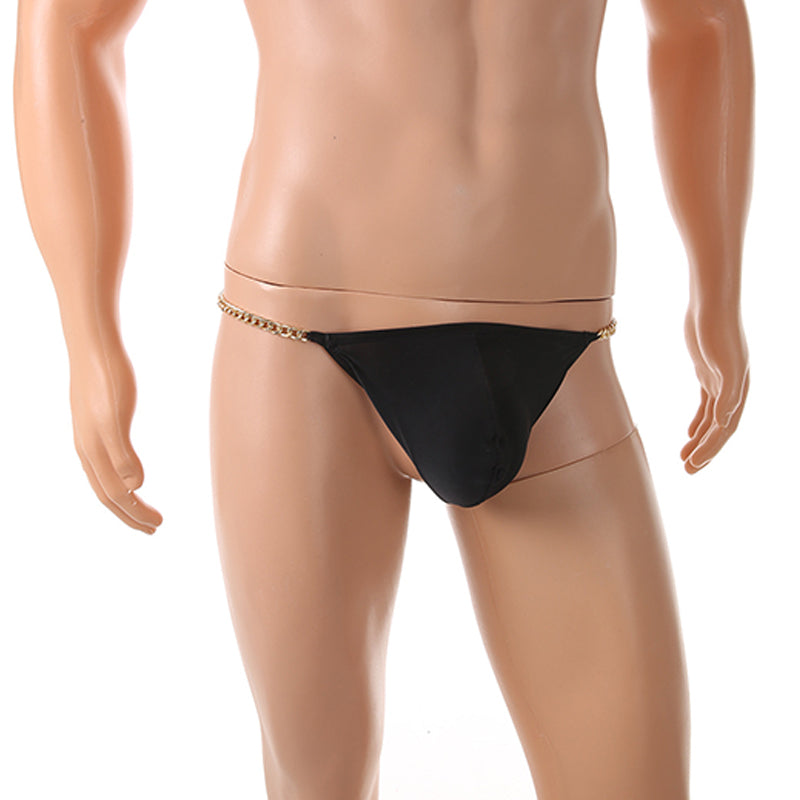 Men's Chain Detail Ice Silk Thong