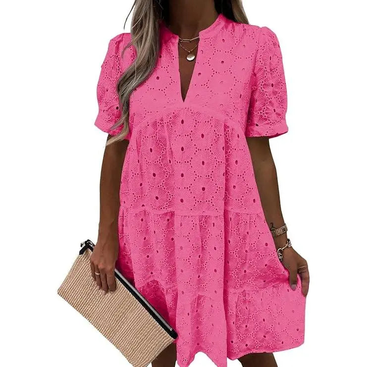 Eyelet Lace Mini Dress