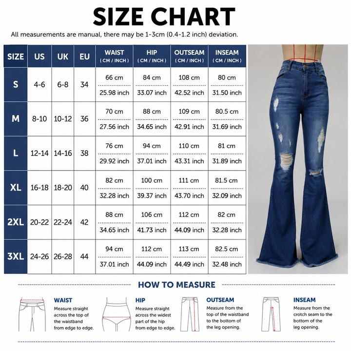 Distressed High Rise Flare Jeans