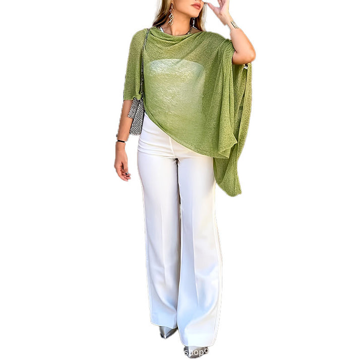 Asymmetrical Sheer Knit Top