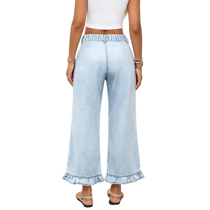 Ruffle Hem Wide Leg Jeans