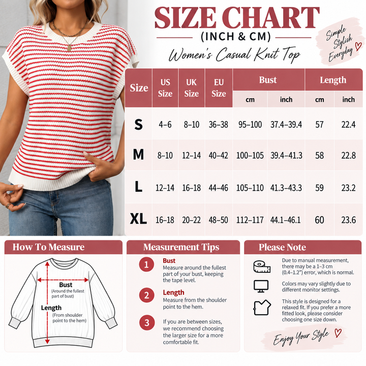Striped Knit Short Sleeve Sweater