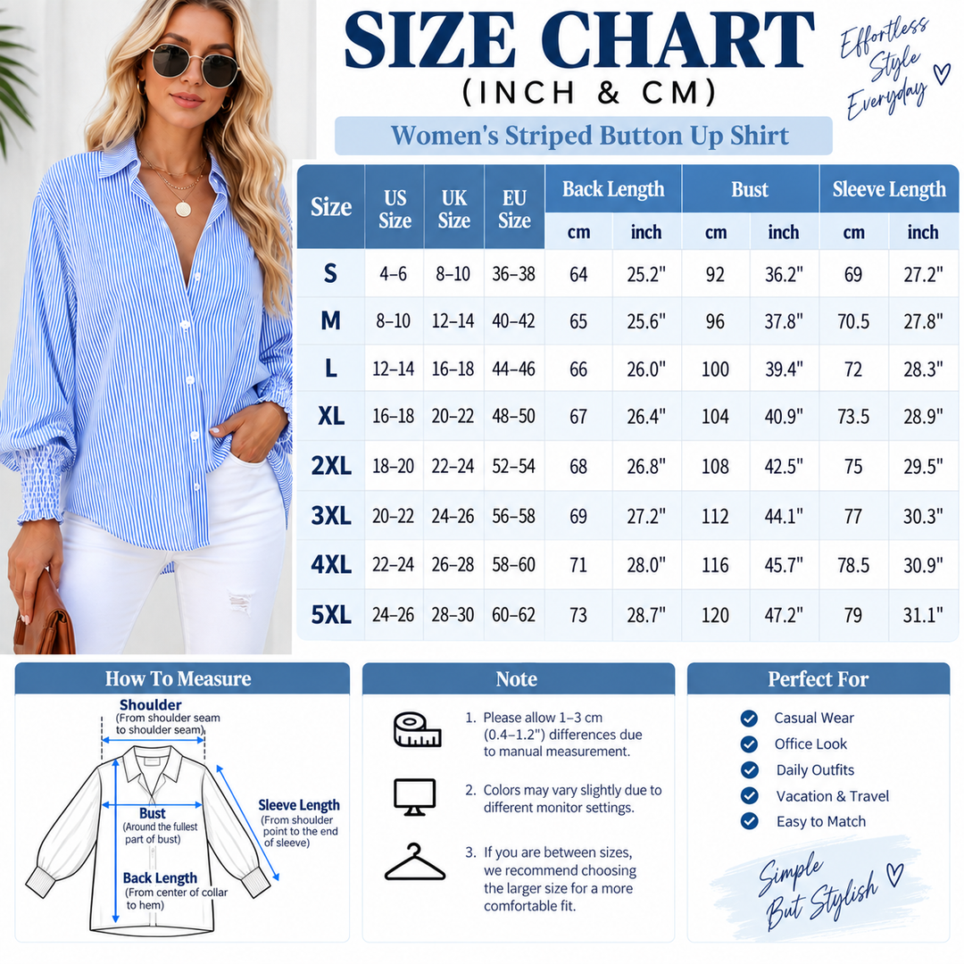 Striped Button Down Smocked Cuff Shirt