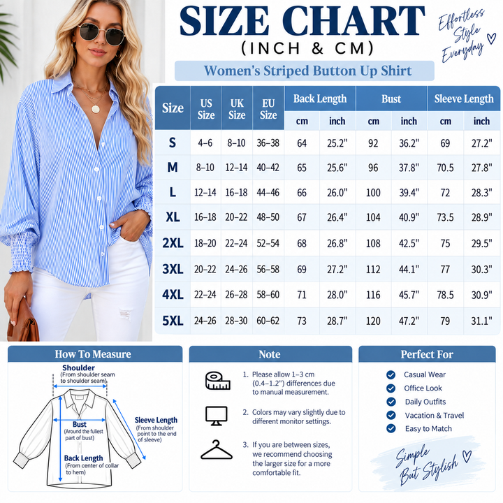 Striped Button Down Smocked Cuff Shirt