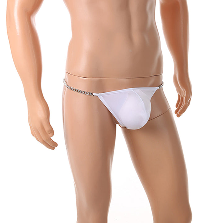 Men's Chain Detail Ice Silk Thong