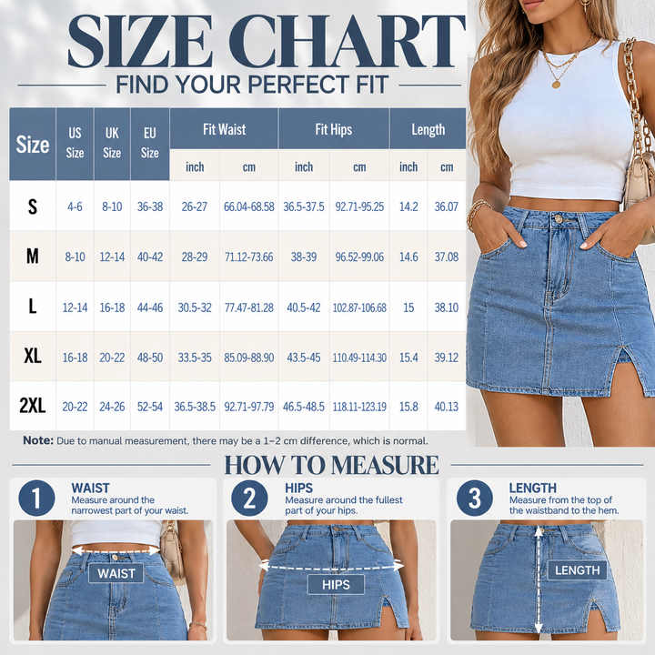 High-Waisted Denim Slit Skirt