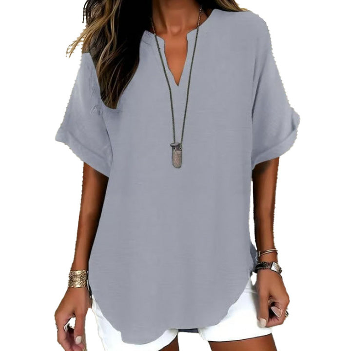 Relaxed Linen Blend Tunic Top
