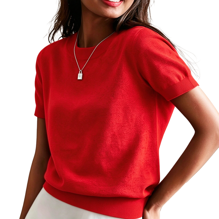 Relaxed Short Sleeve Knit Top