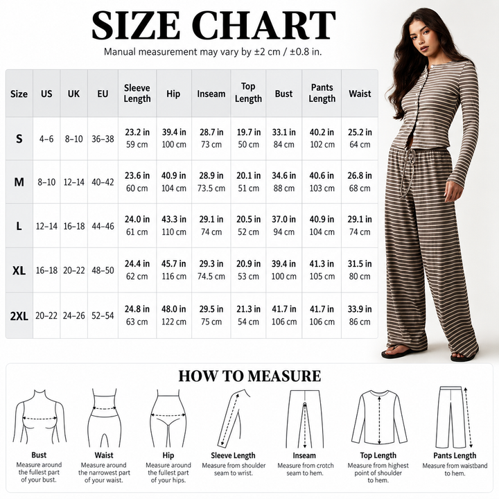 Striped Cardigan & Wide Leg Pants Set