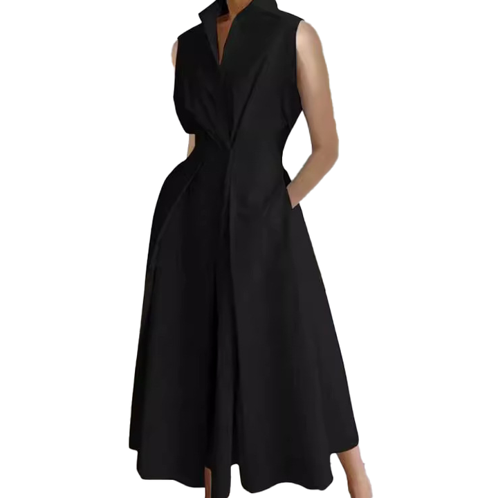 Elegant Belted Shirt Maxi Dress