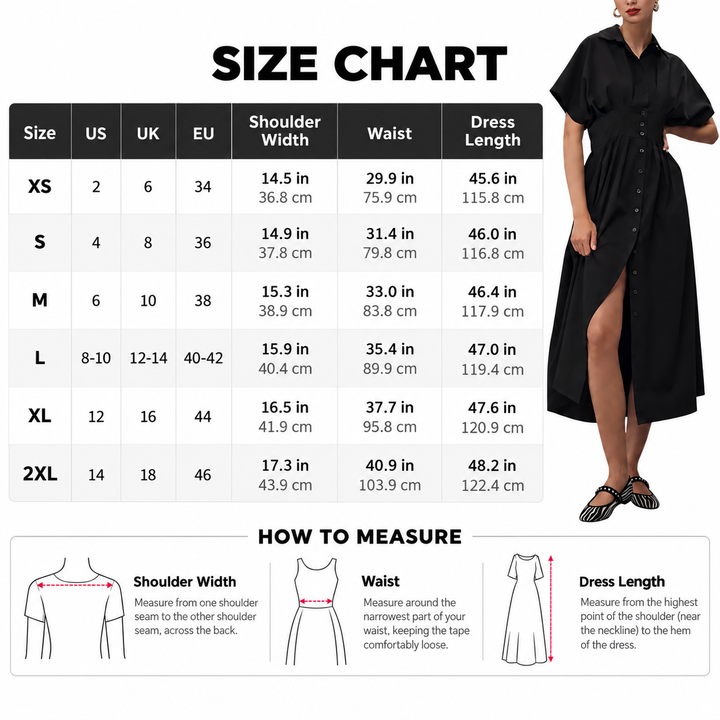 Button Front Midi Shirt Dress