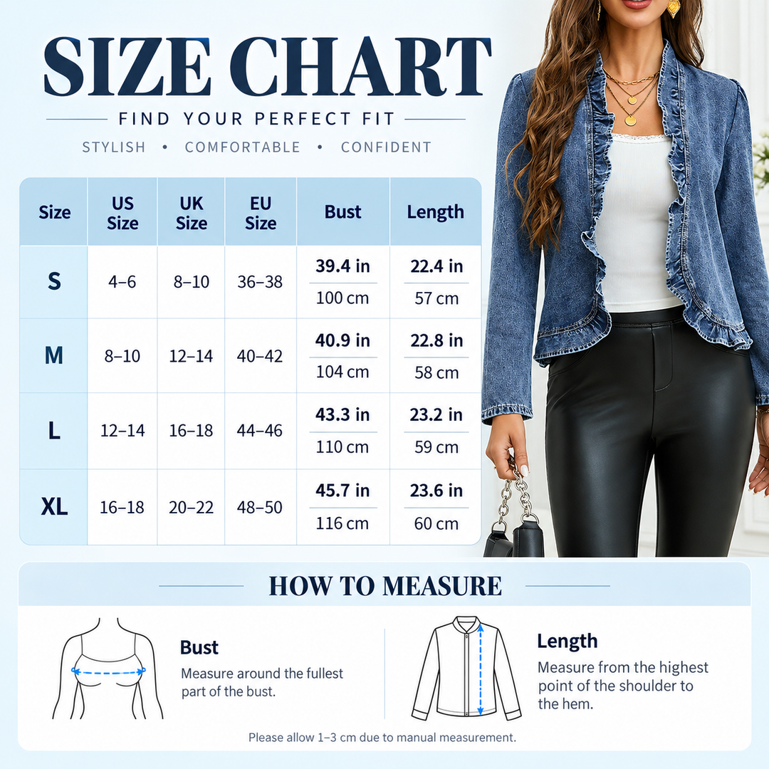 Ruffle Trim Denim Jacket