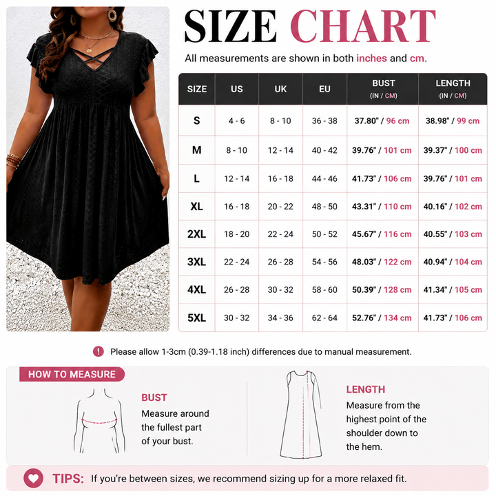 Elegant V-Neck Ruffle Sleeve Dress