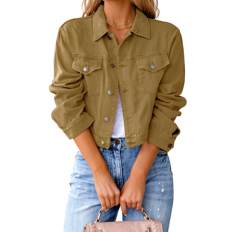 Classic Cropped Denim Trucker Jacket