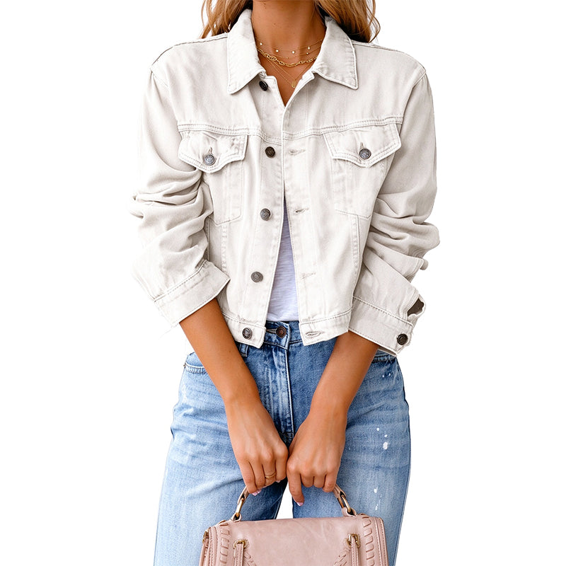 Classic Cropped Denim Trucker Jacket