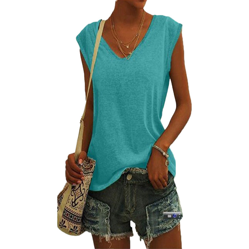 Relaxed Fit V-Neck Sleeveless Top