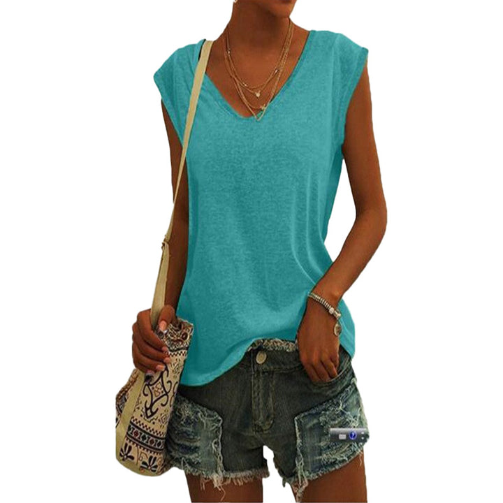 Relaxed Fit V-Neck Sleeveless Top
