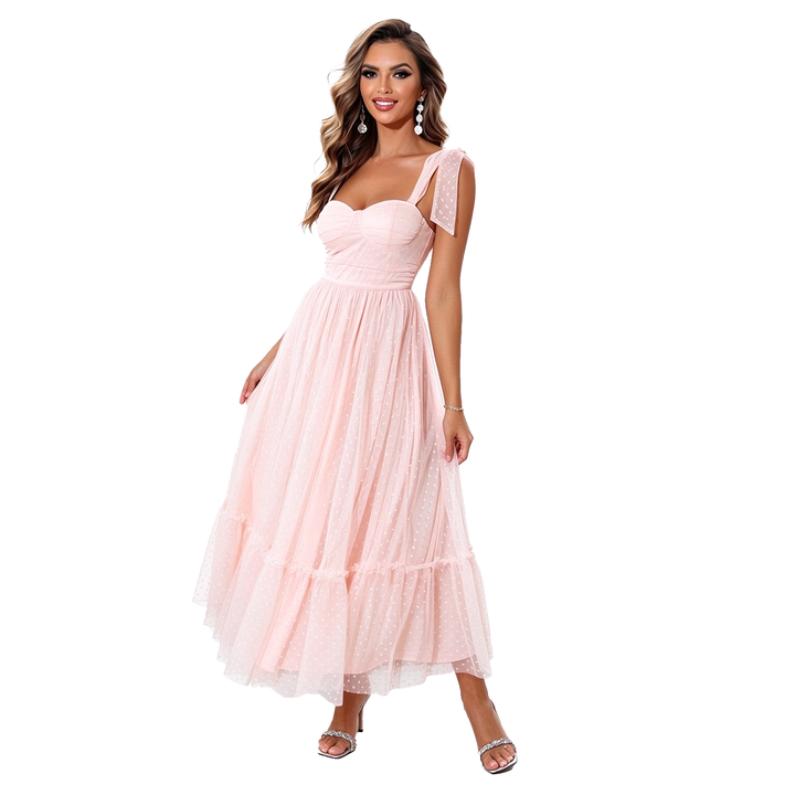 Polka Dot Tulle Midi Dress
